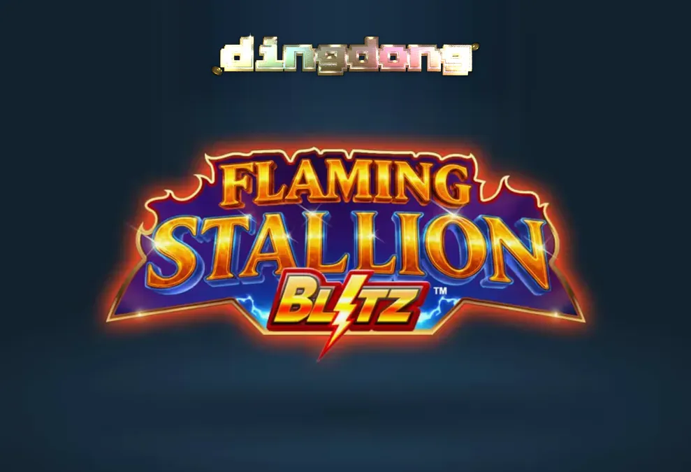 Tampilan visual slot Flaming Stallion Blitz dengan latar belakang gurun dan simbol kuda api.